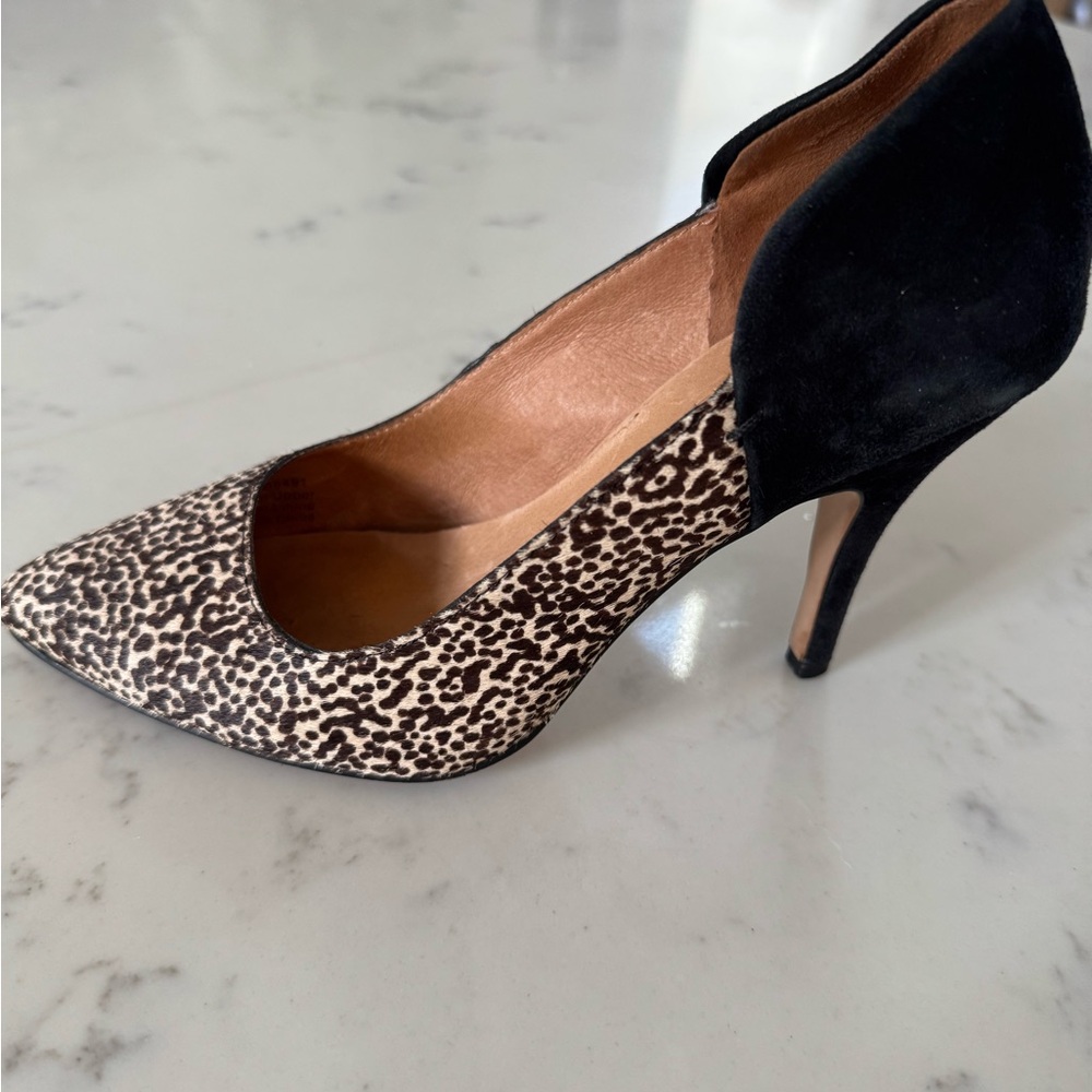 Madewell Leopard Print Heels with Black Accent
